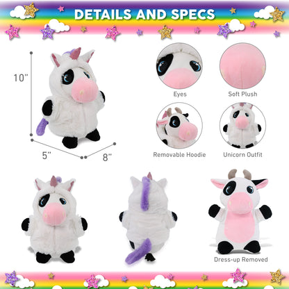 SNUG-MOOSHIES PLUSH - STANDING COW with Unicorn Dress Up