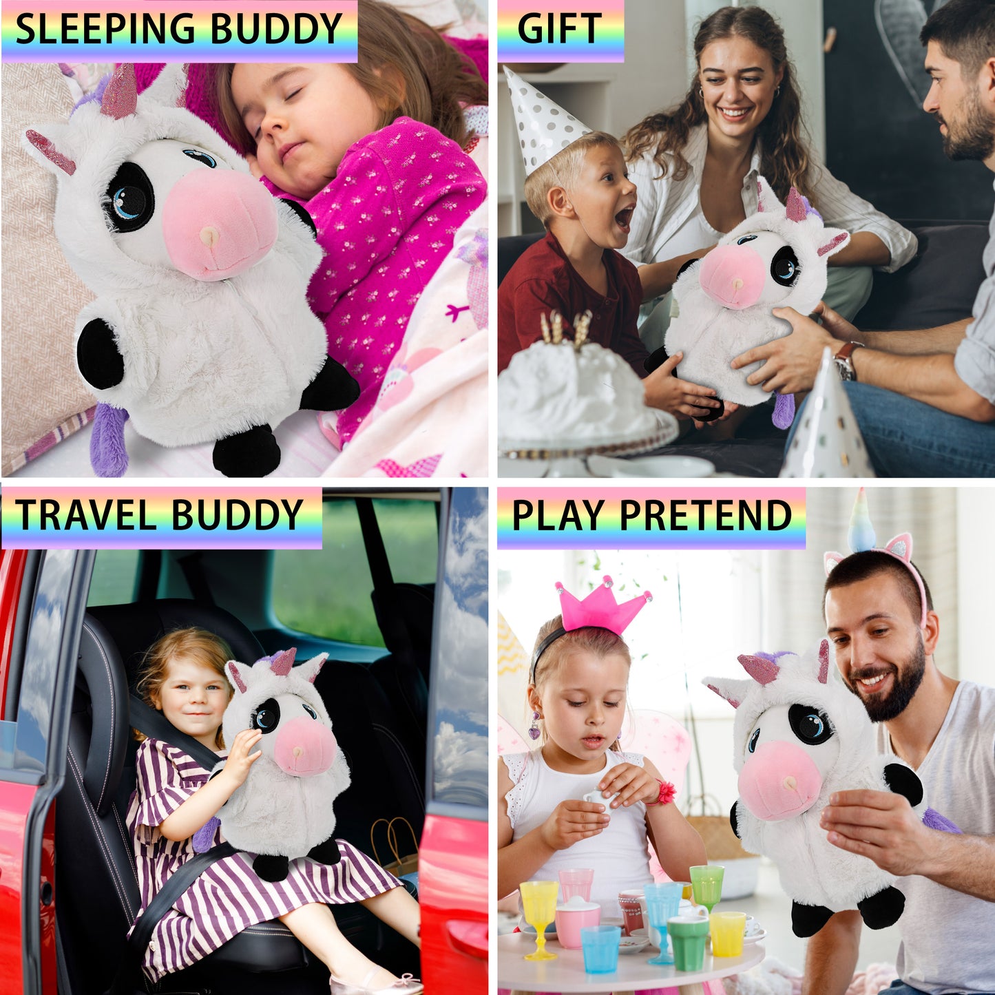 SNUG-MOOSHIES PLUSH - STANDING COW with Unicorn Dress Up