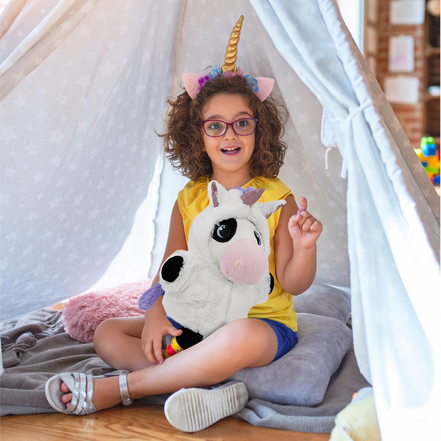 SNUG-MOOSHIES PLUSH - STANDING COW with Unicorn Dress Up