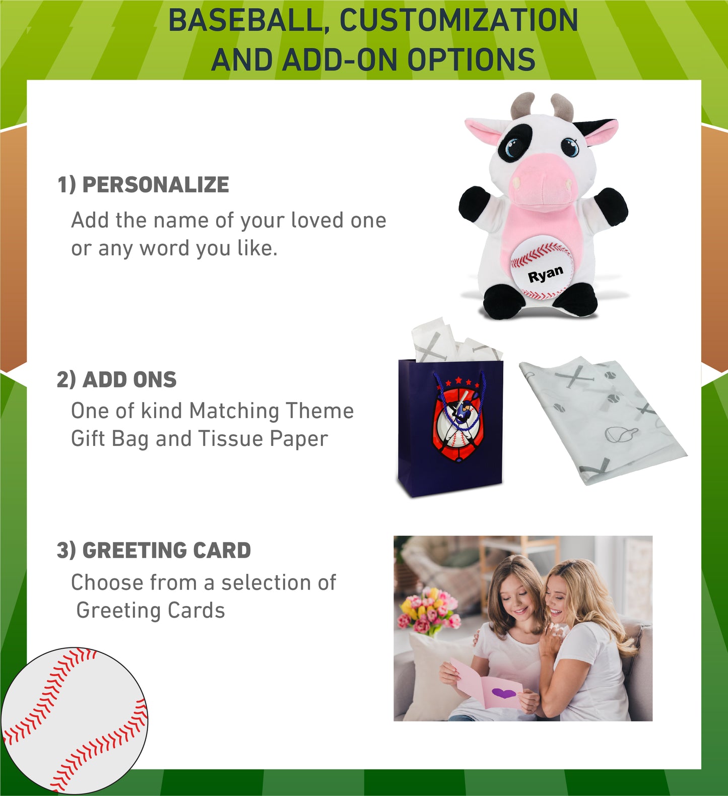 SNUG-MOOSHIES PLUSH - STANDING COW with Baseball Plush