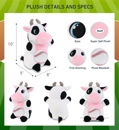SNUG-MOOSHIES PLUSH - STANDING COW with Baseball Plush