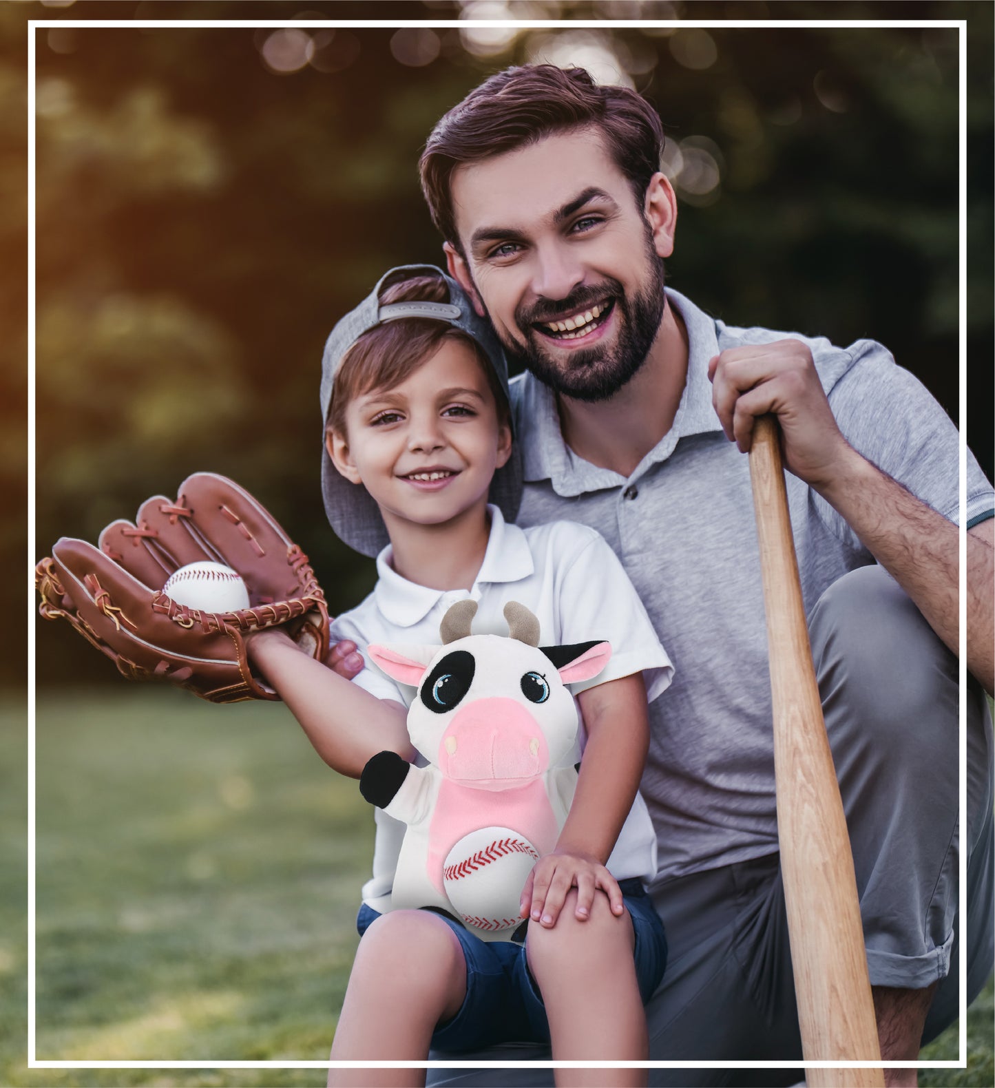 SNUG-MOOSHIES PLUSH - STANDING COW with Baseball Plush