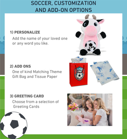 SNUG-MOOSHIES PLUSH - STANDING COW with Soccer Plush