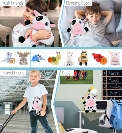 SNUG-MOOSHIES PLUSH - STANDING COW with Soccer Plush