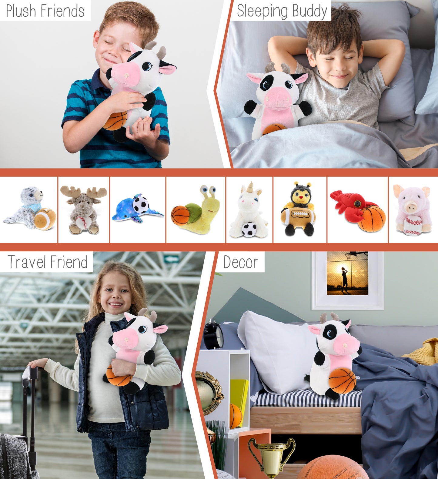 SNUG-MOOSHIES PLUSH - STANDING COW with Basketball Plush