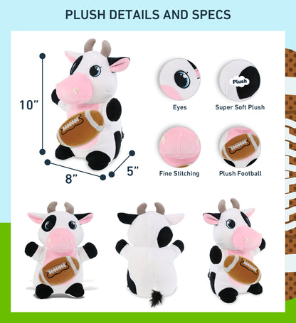 SNUG-MOOSHIES PLUSH - STANDING COW with Football Plush