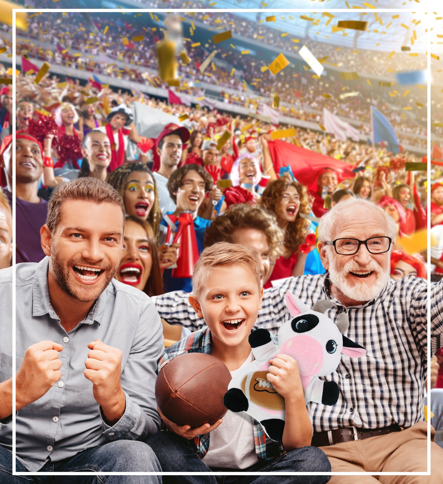 SNUG-MOOSHIES PLUSH - STANDING COW with Football Plush