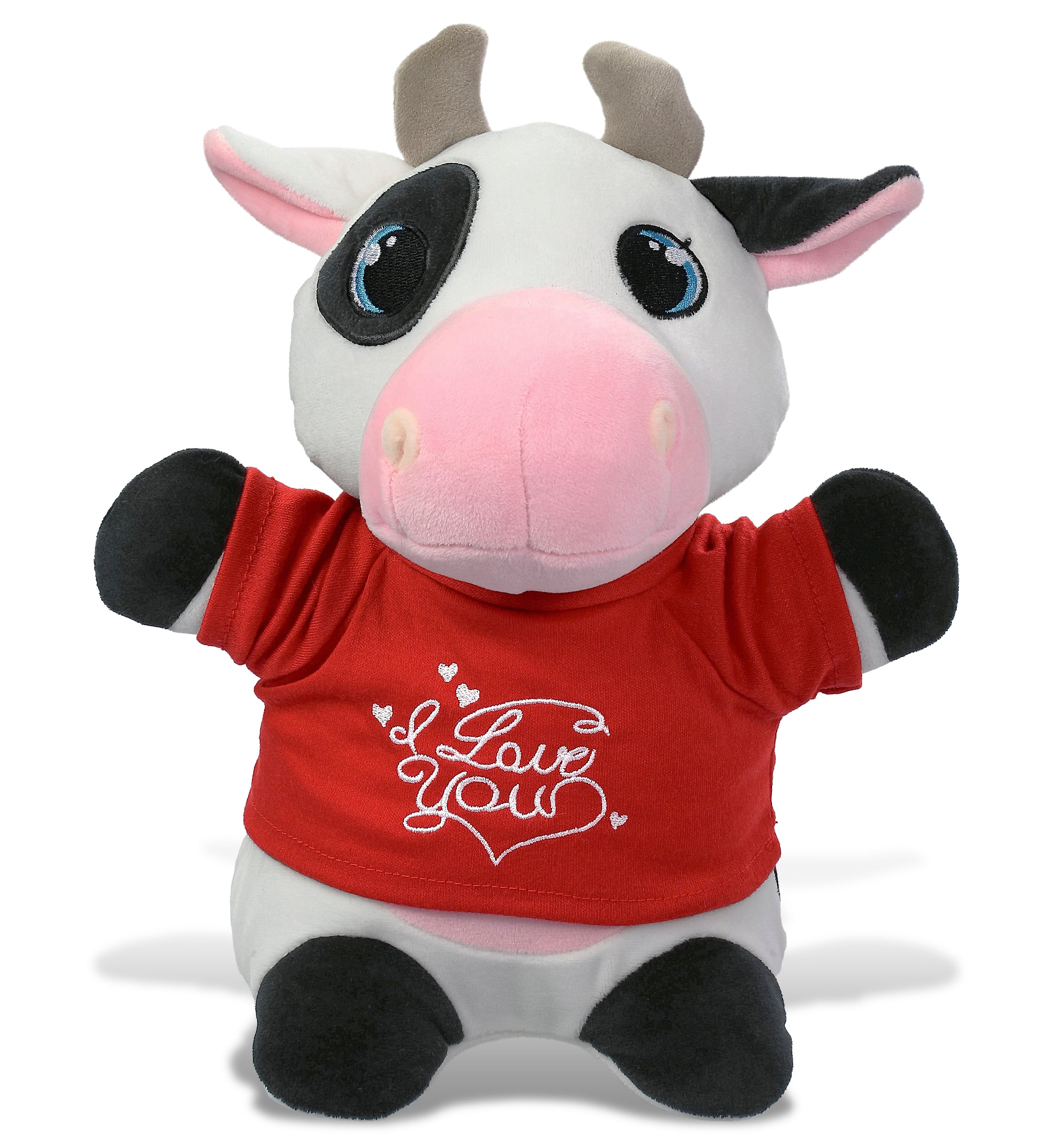 PLUSH I LOVE YOU RED SHIRT- SNUG-MOOSHIES PLUSH - STANDING COW