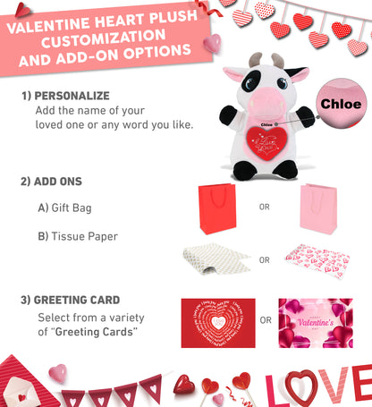 PLUSH I LOVE YOU RED HEART - SNUG-MOOSHIES PLUSH - STANDING COW