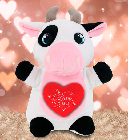 PLUSH I LOVE YOU RED HEART - SNUG-MOOSHIES PLUSH - STANDING COW