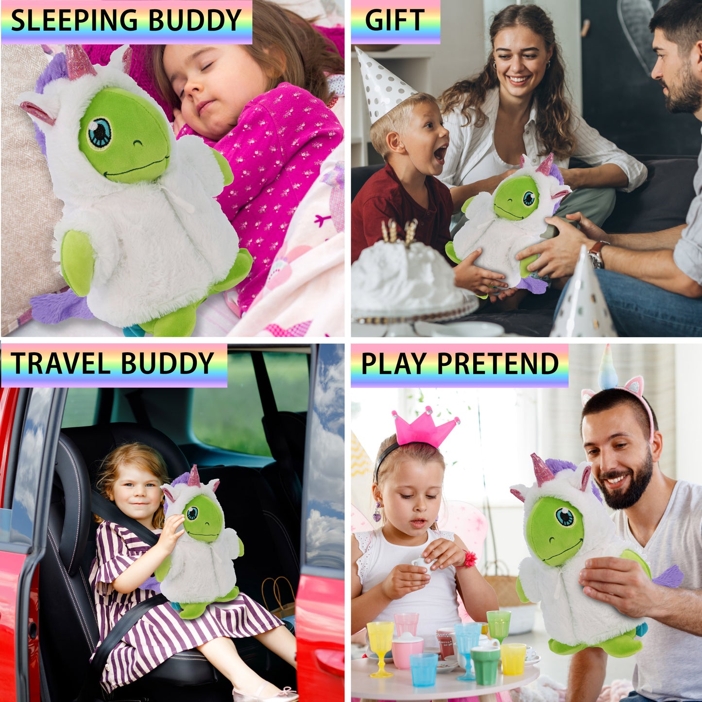 SNUG-MOOSHIES PLUSH - STANDING SEA TURTLE with Unicorn Dress Up