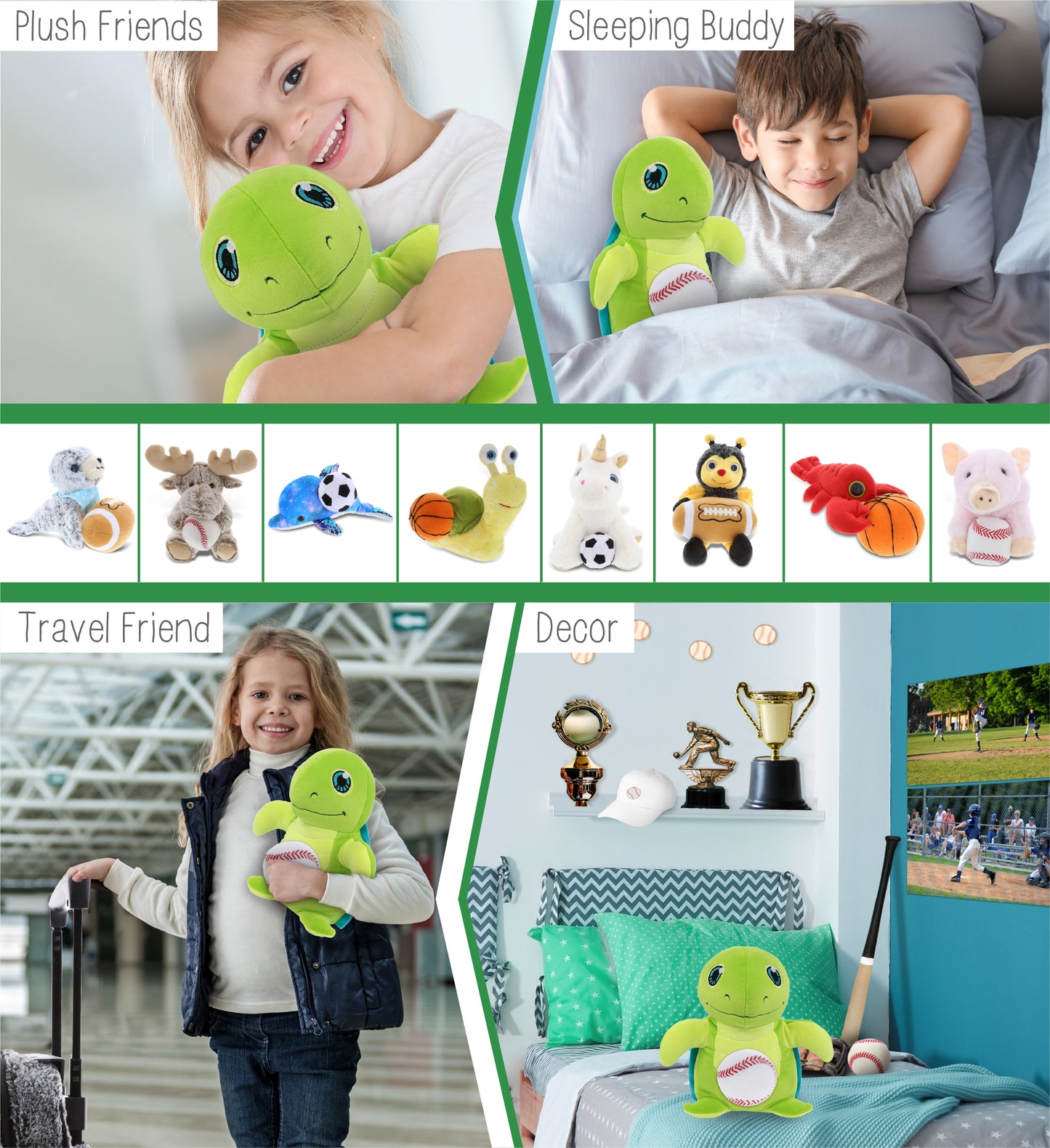 SNUG-MOOSHIES PLUSH - STANDING SEA TURTLE with Baseball Plush