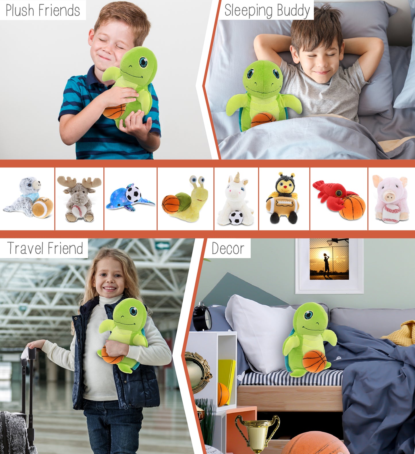 SNUG-MOOSHIES PLUSH - STANDING SEA TURTLE with Basketball Plush
