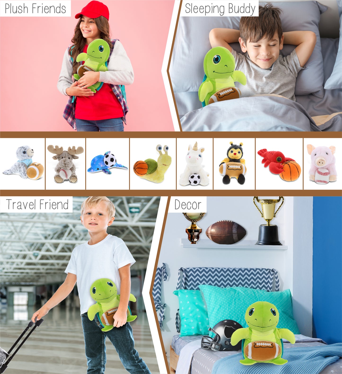 SNUG-MOOSHIES PLUSH - STANDING SEA TURTLE with Football Plush