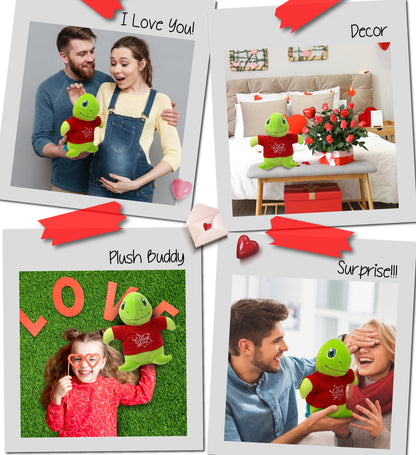 PLUSH I LOVE YOU RED SHIRT- SNUG-MOOSHIES PLUSH - STANDING SEA TURTLE