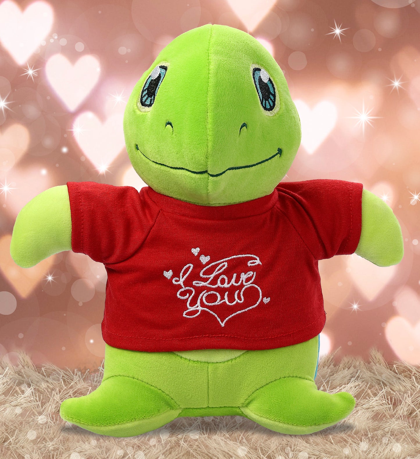 PLUSH I LOVE YOU RED SHIRT- SNUG-MOOSHIES PLUSH - STANDING SEA TURTLE