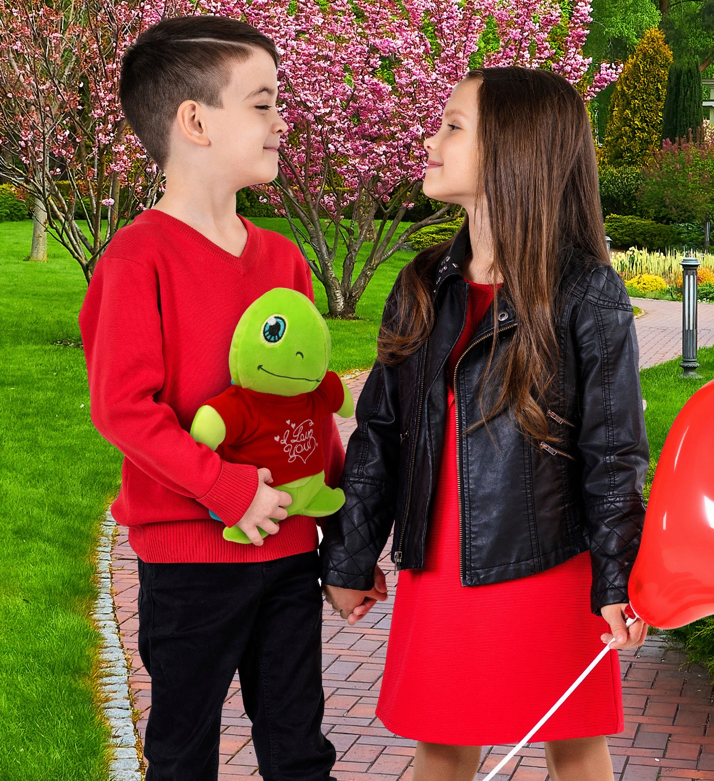 PLUSH I LOVE YOU RED SHIRT- SNUG-MOOSHIES PLUSH - STANDING SEA TURTLE