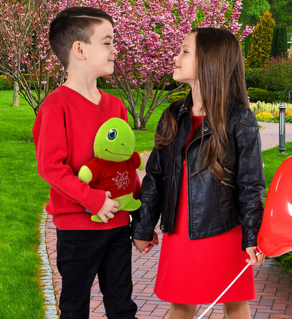 PLUSH I LOVE YOU RED SHIRT- SNUG-MOOSHIES PLUSH - STANDING SEA TURTLE