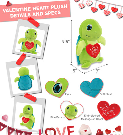 PLUSH I LOVE YOU RED HEART - SNUG-MOOSHIES PLUSH - STANDING SEA TURTLE