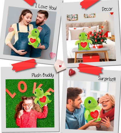 PLUSH I LOVE YOU RED HEART - SNUG-MOOSHIES PLUSH - STANDING SEA TURTLE