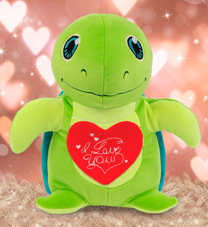 PLUSH I LOVE YOU RED HEART - SNUG-MOOSHIES PLUSH - STANDING SEA TURTLE