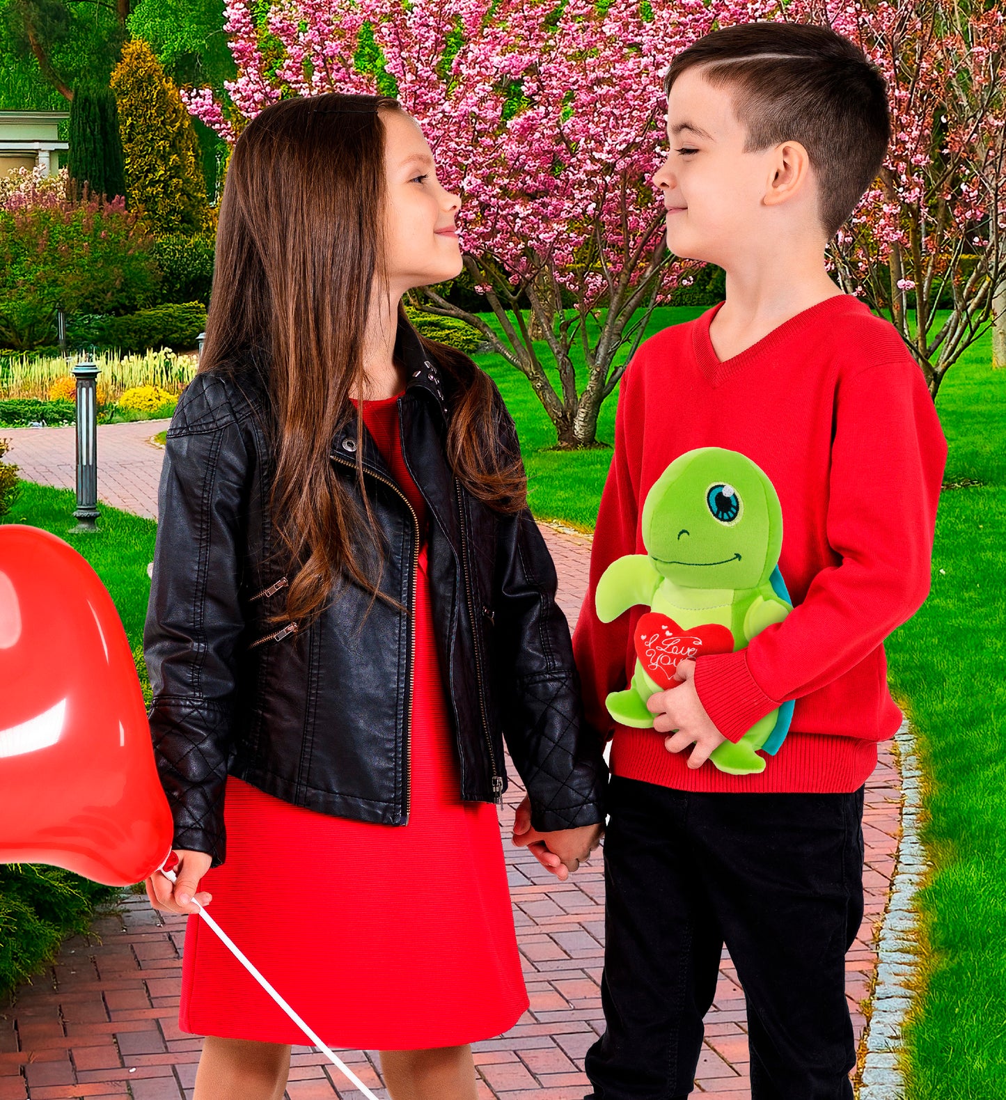 PLUSH I LOVE YOU RED HEART - SNUG-MOOSHIES PLUSH - STANDING SEA TURTLE
