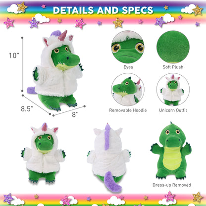 SNUG-MOOSHIES PLUSH - STANDING ALLIGATOR with Unicorn Dress Up