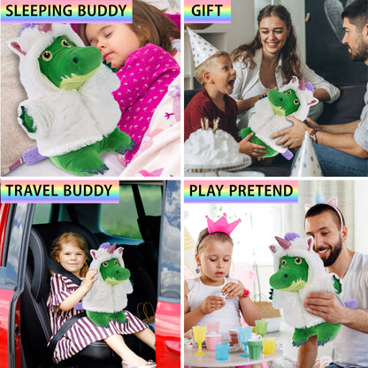 SNUG-MOOSHIES PLUSH - STANDING ALLIGATOR with Unicorn Dress Up