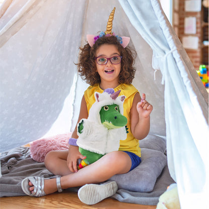 SNUG-MOOSHIES PLUSH - STANDING ALLIGATOR with Unicorn Dress Up