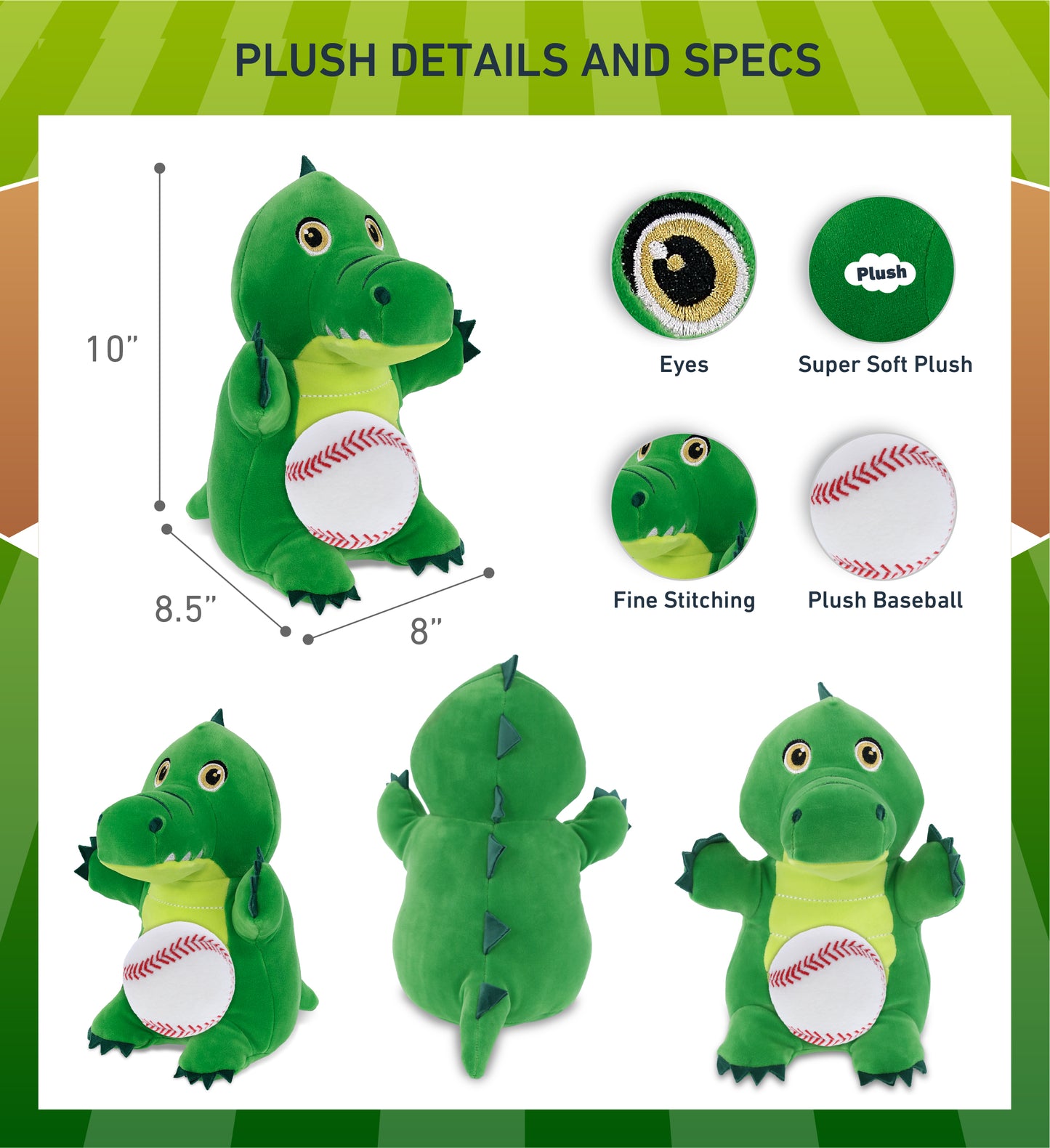 SNUG-MOOSHIES PLUSH - STANDING ALLIGATOR with Baseball Plush