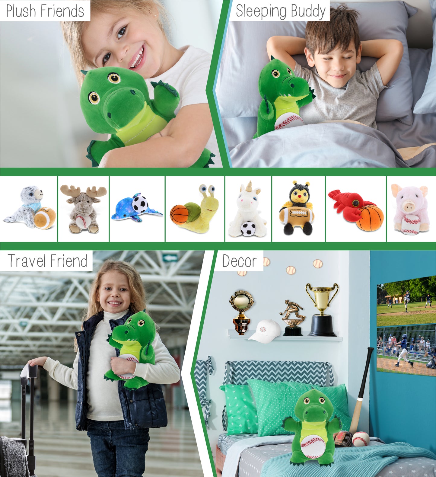 SNUG-MOOSHIES PLUSH - STANDING ALLIGATOR with Baseball Plush