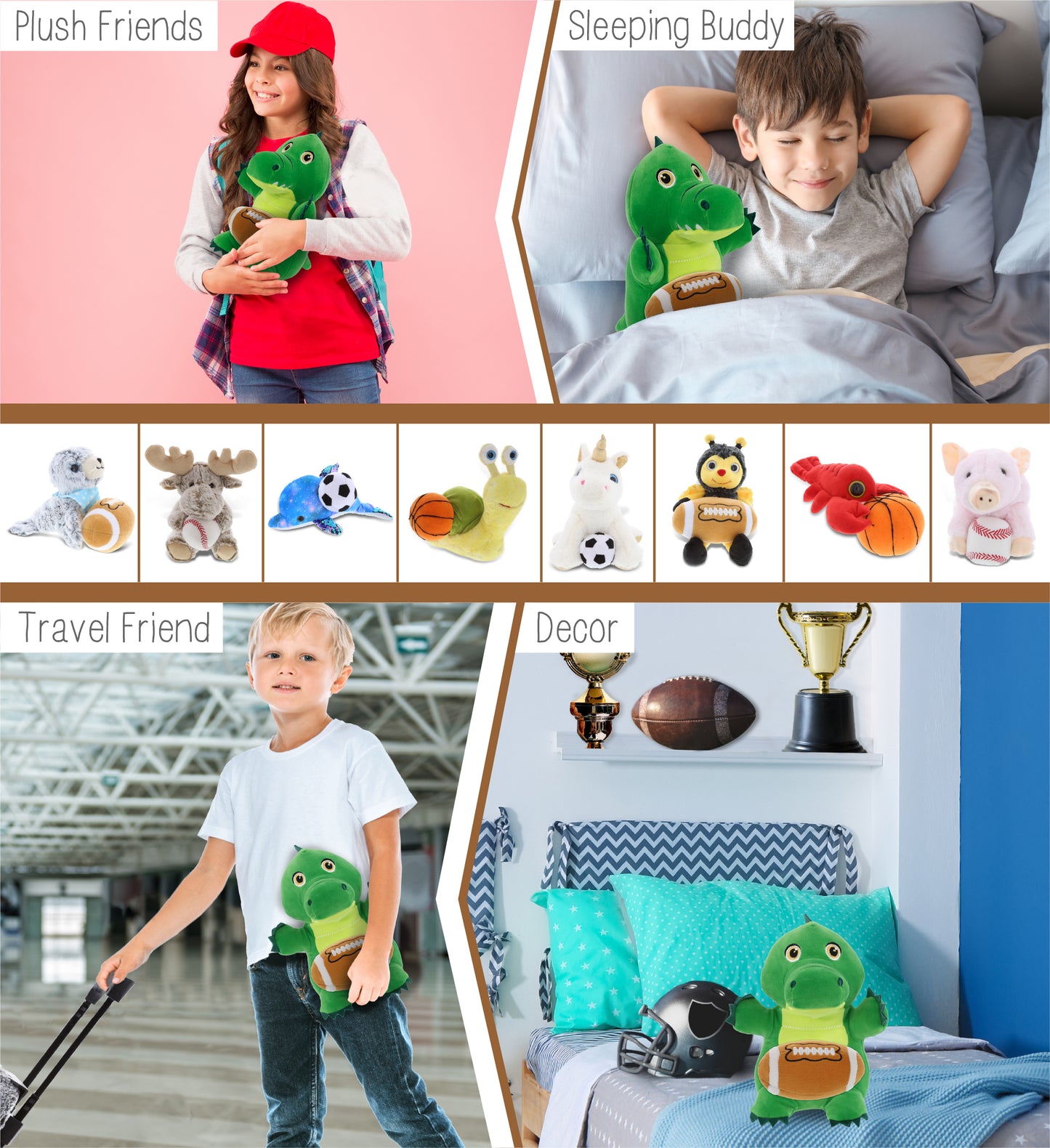 SNUG-MOOSHIES PLUSH - STANDING ALLIGATOR with Football Plush
