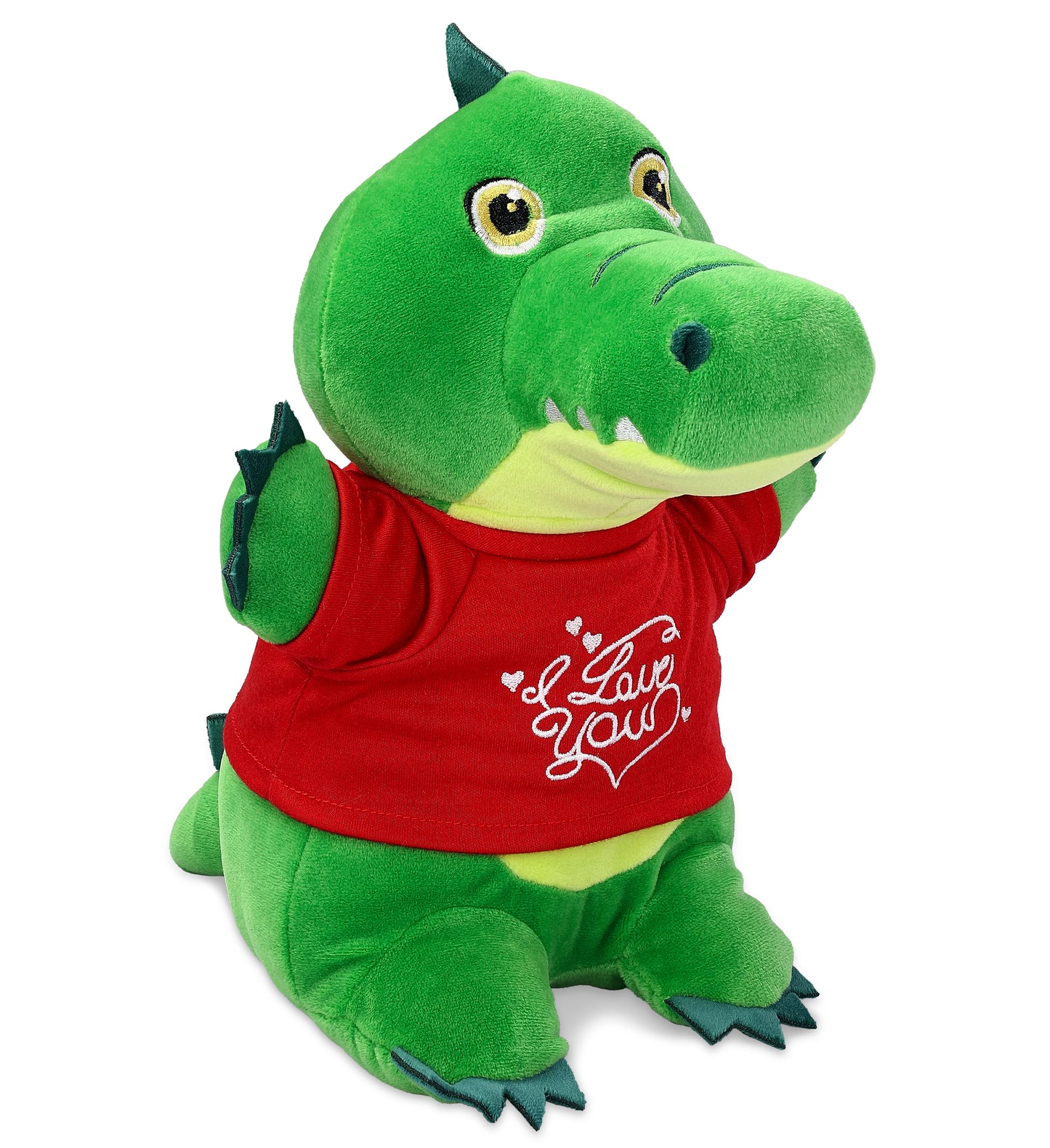 PLUSH I LOVE YOU RED SHIRT- SNUG-MOOSHIES PLUSH - STANDING ALLIGATOR