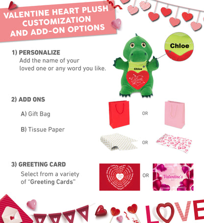 PLUSH I LOVE YOU RED HEART - SNUG-MOOSHIES PLUSH - STANDING ALLIGATOR