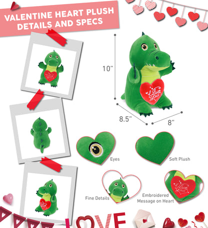 PLUSH I LOVE YOU RED HEART - SNUG-MOOSHIES PLUSH - STANDING ALLIGATOR