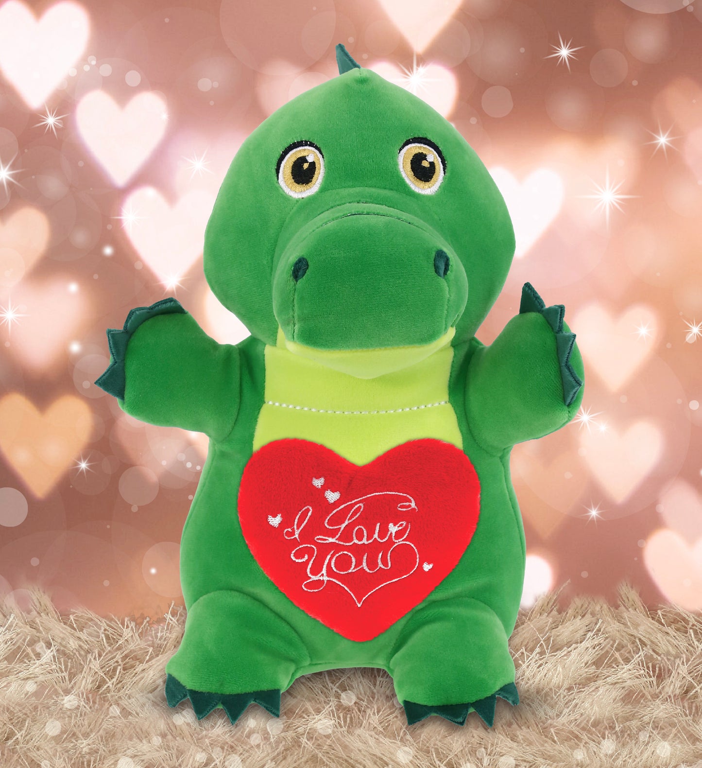PLUSH I LOVE YOU RED HEART - SNUG-MOOSHIES PLUSH - STANDING ALLIGATOR