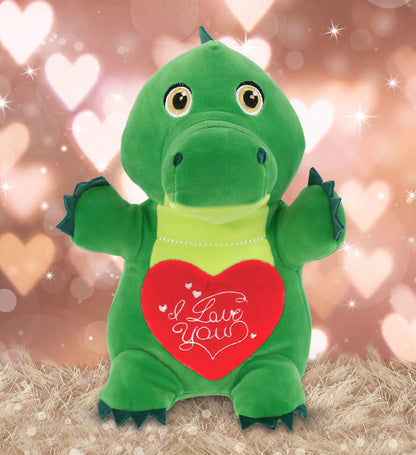 PLUSH I LOVE YOU RED HEART - SNUG-MOOSHIES PLUSH - STANDING ALLIGATOR