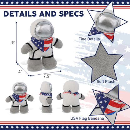 SNUG-MOOSHIES PLUSH - STANDING ASTRONAUT WITH USA BANDANA