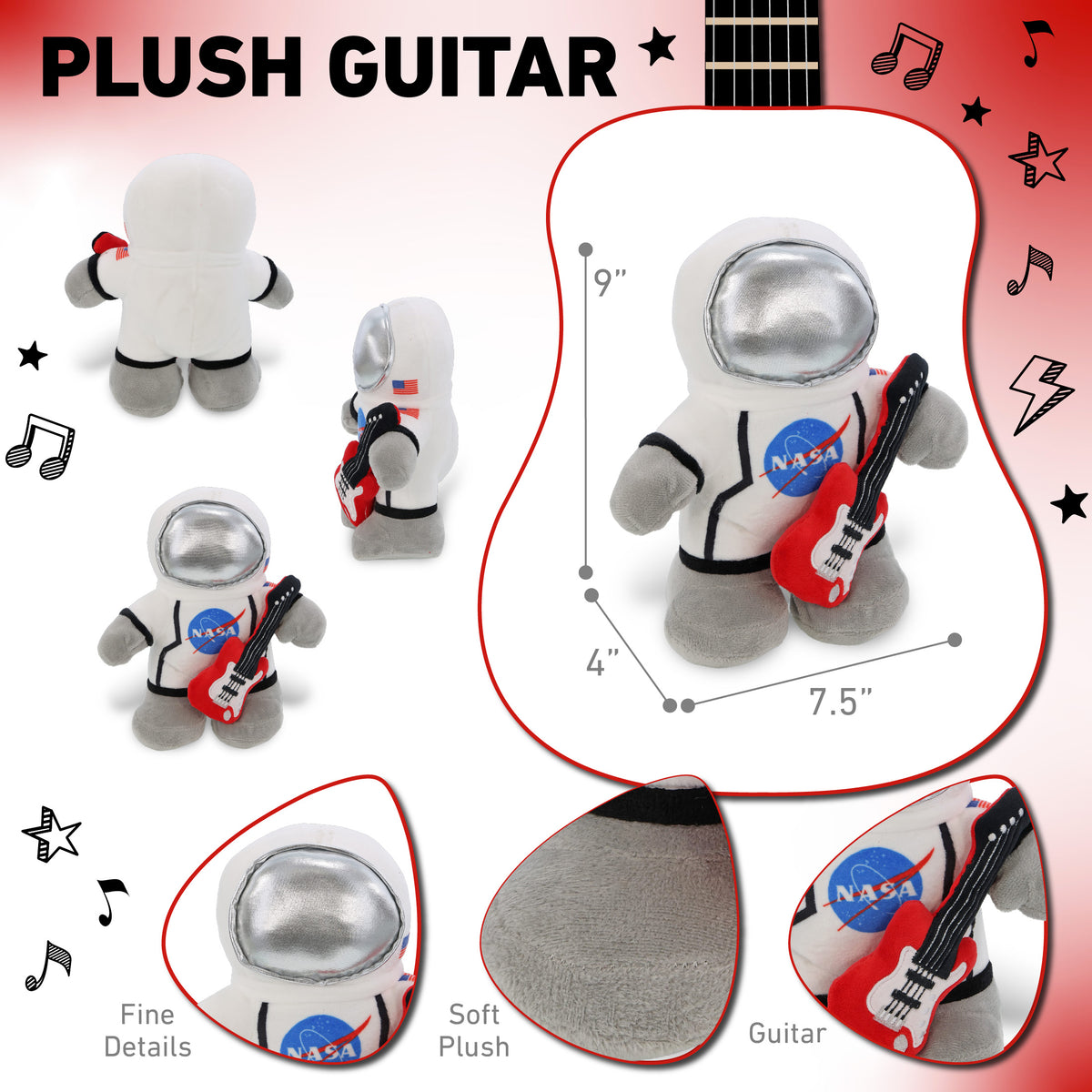 SNUG-MOOSHIES PLUSH - STANDING ASTRONAUT WITH GUITAR ADD ON
