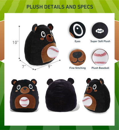 SNUG-MOOSHIES PLUSH - BLACK BEAR 10" with Baseball Plush