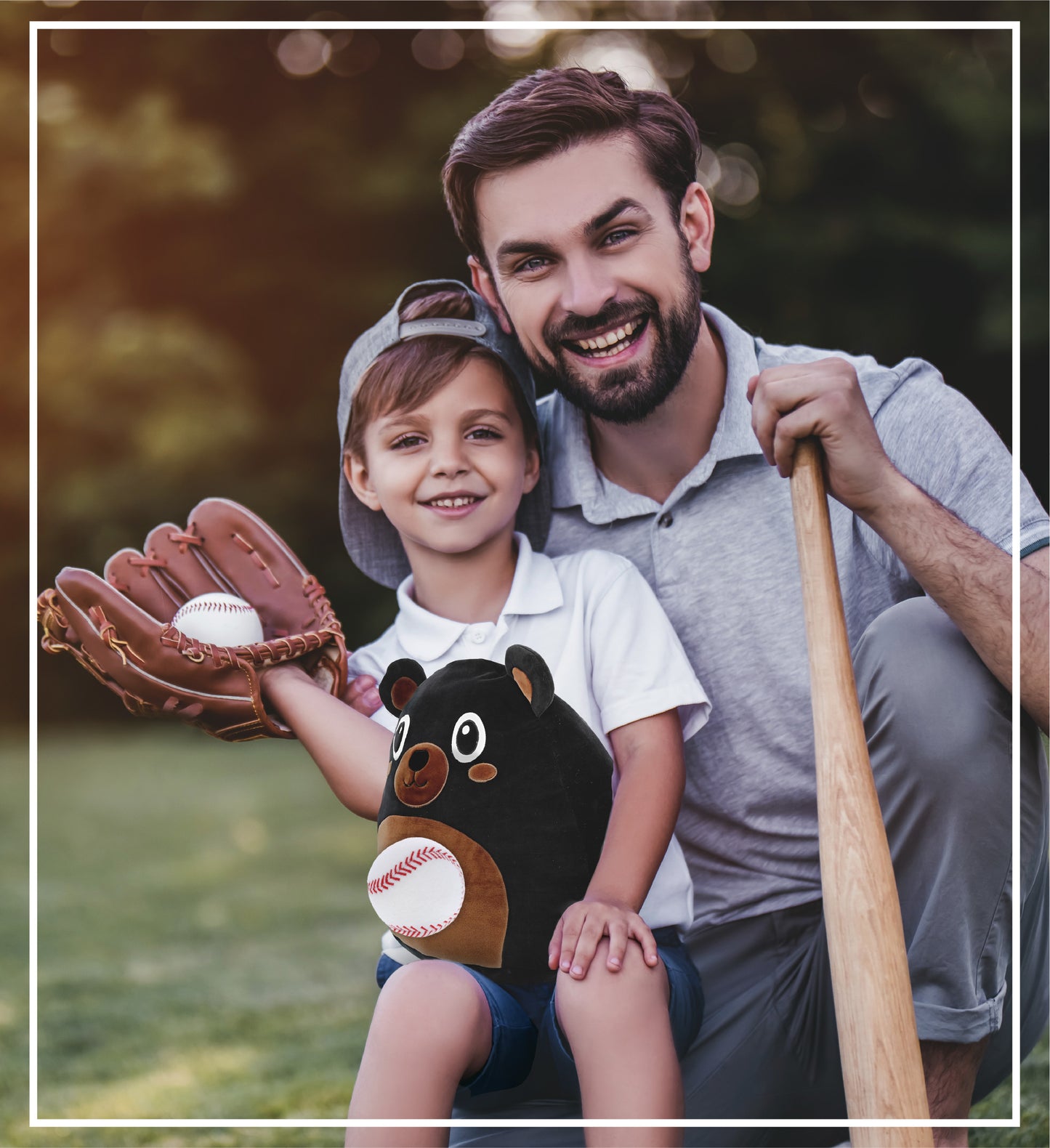 SNUG-MOOSHIES PLUSH - BLACK BEAR 10" with Baseball Plush