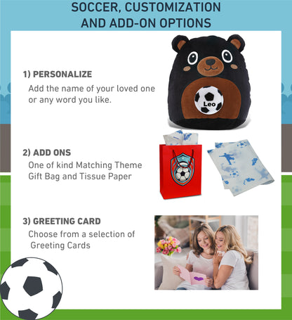 SNUG-MOOSHIES PLUSH - BLACK BEAR 10" with Soccer Plush