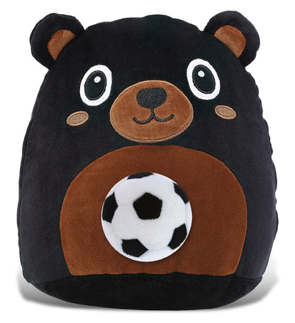 SNUG-MOOSHIES PLUSH - BLACK BEAR 10" with Soccer Plush