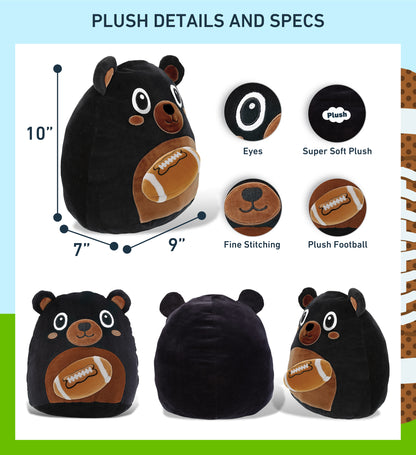 SNUG-MOOSHIES PLUSH - BLACK BEAR 10" with Football Plush