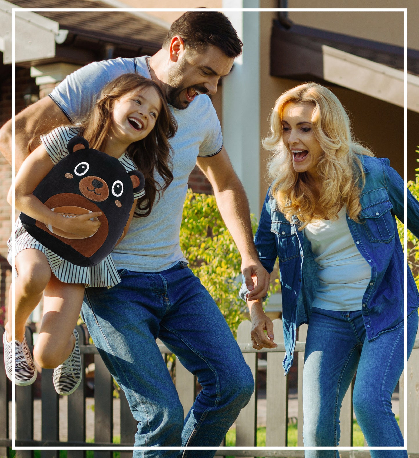 SNUG-MOOSHIES PLUSH - BLACK BEAR 10" with Football Plush