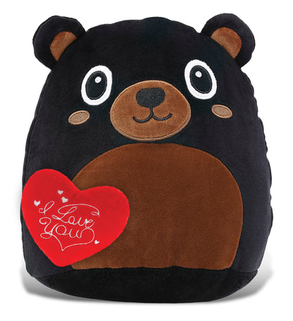 DolliBu I Love You Valentine Snug-Mooshies Black Bear with Red Heart - 10 Inch