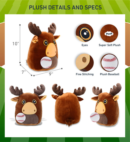 SNUG-MOOSHIES PLUSH - MOOSE 10" with Baseball Plush