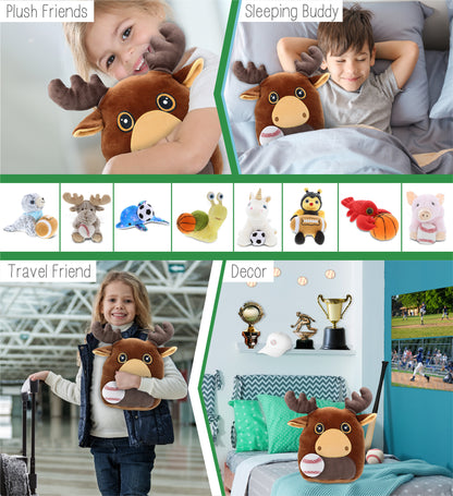 SNUG-MOOSHIES PLUSH - MOOSE 10" with Baseball Plush