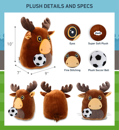 SNUG-MOOSHIES PLUSH - MOOSE 10" with Soccer Plush