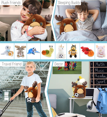 SNUG-MOOSHIES PLUSH - MOOSE 10" with Soccer Plush